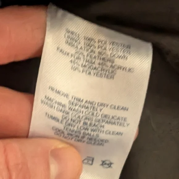 Lands' End Navy Blue Tie Waist Midi Puffer Coat Faux Fur LT Large Tall 14-16 - Picture 9 of 11